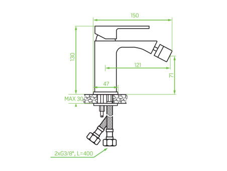 Bidetarmatur in Silber KVADRATO Badarmatur Bidet-Mischbatterie