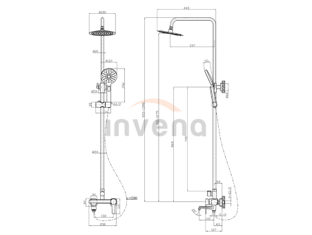 Dusch-Set in  Schwarz FIRA Duschsäule Brausegarnitur