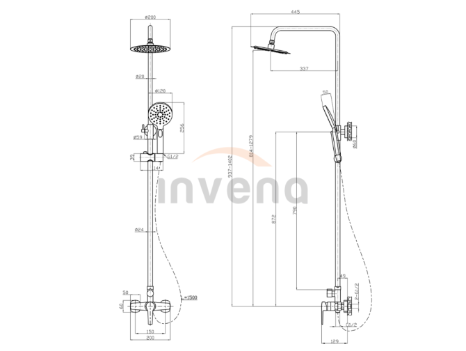 Dusch-Set in  Schwarz FIRA Duschsäule...