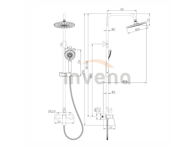 Dusch-Set in  Kupfer NERI Duschsäule...