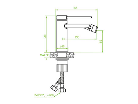 Bidetarmatur in Silber PINAR Badarmatur Bidet-Mischbatterie + Click-Clack