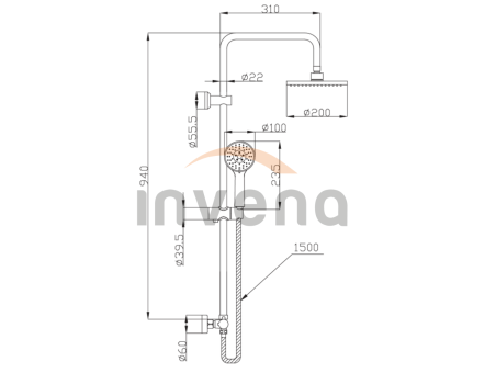 Dusch-Set in  Silber Thermostatisch ESLA Duschsäule Brausegarnitur