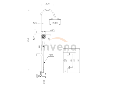 Dusch-Set in  Schwarz Thermostatisch GRACJA Duschsäule Brausegarnitur