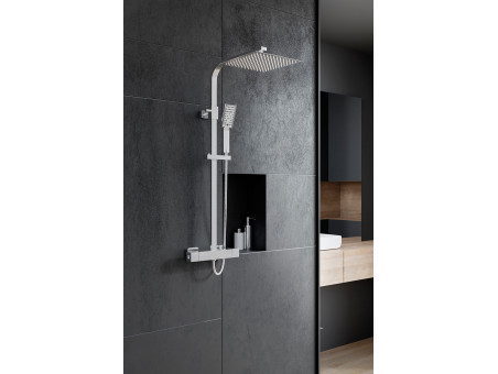Dusch-Set in Silber KVADRATO Thermostatisch Duschsäule