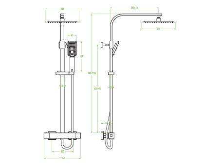 Dusch-Set in Silber KVADRATO Thermostatisch Duschsäule