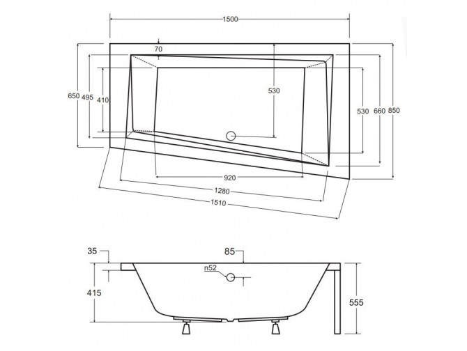 Badewanne Eckwanne Intimas 150x85...