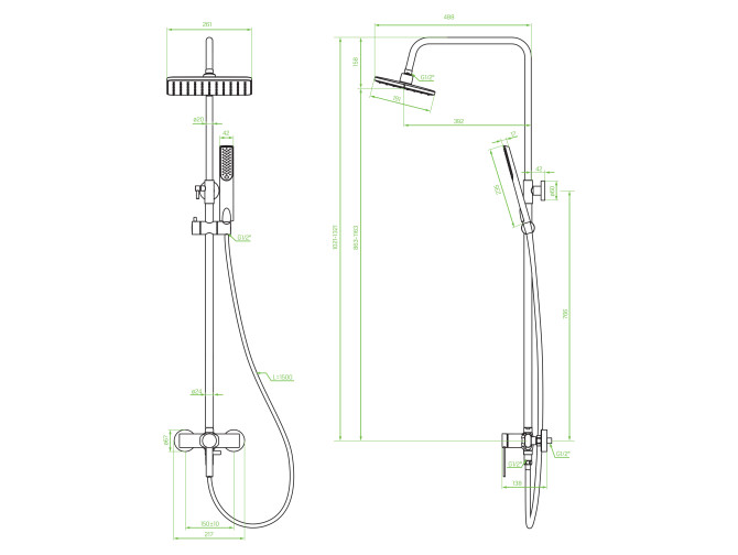 Dusch-Set in Silber PINAR Duschsäule Dusch-Set in Silber PINAR Duschsäule