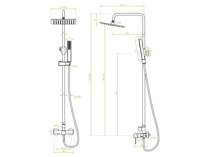 Dusch-Set in Rosegold POLLA Duschsäule