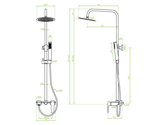 Dusch-Set in Schwarz-Silber RAILA...