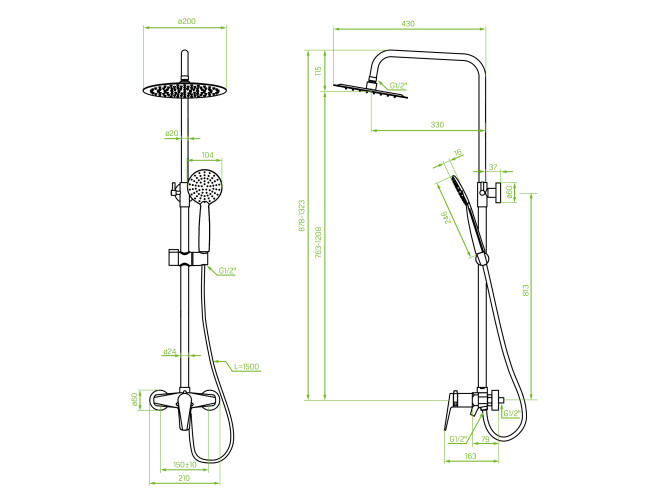 Dusch-Set in Weiß-Gold RUBIO Duschsäule