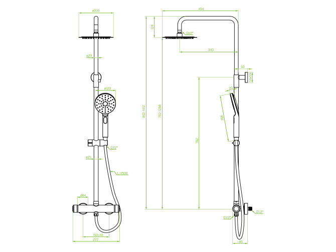 Dusch-Set in Schwarz VOLUMO Duschsäule Dusch-Set in Schwarz VOLUMO Duschsäule