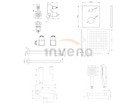 Unterputz Armatur Brausearmatur in Schwarz SIROS Komplettes Duschsystem