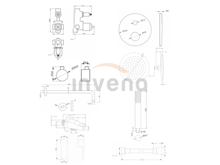 Unterputz Armatur Brausearmatur in Schwarz SIROS Komplettes Duschsystem