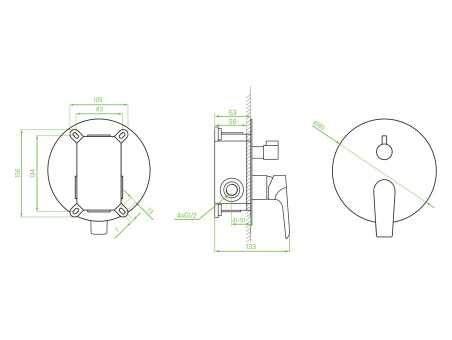 Unterputz Duschbatterie inWeiß-Silber ALEA Verdeckter Einbau Duschbatterie