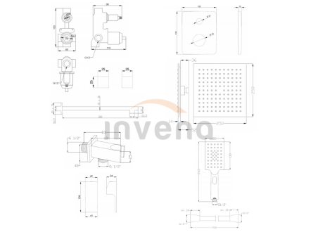 Unterputz Armatur Brausearmatur in Silber NYKS Komplettes Duschsystem