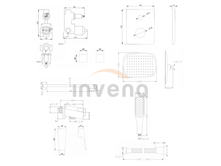 Unterputz Armatur Brausearmatur in Silber DOKOS Komplettes Duschsystem