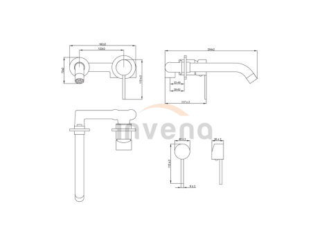 Unterputz Waschtischarmatur Schwarz DAFNI Wasserhahn Mischbatterie