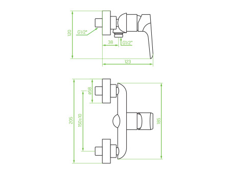 Brausearmatur in Silber ALEA Badarmatur Duschbatterie