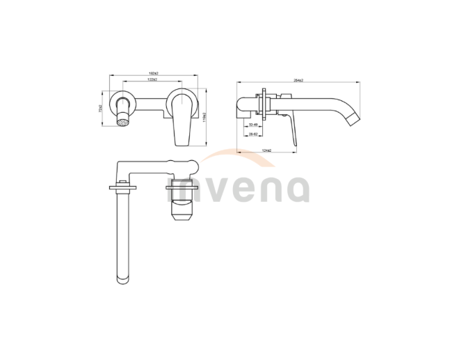 Unterputz Waschtischarmatur Grau...
