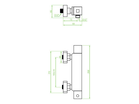 Brausearmatur in Schwarz KVADRATO Badarmatur Duschbatterie