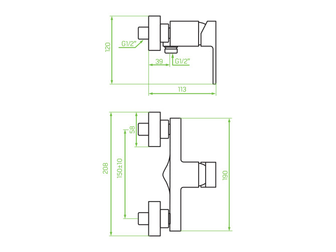 Brausearmatur in Schwarz KVADRATO...