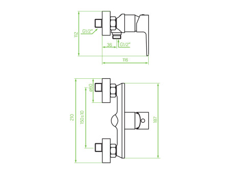 Brausearmatur in Weiß-Silber LARGO Badarmatur Duschbatterie