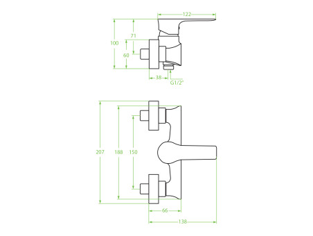 Brausearmatur in Silber RAILA Badarmatur Duschbatterie