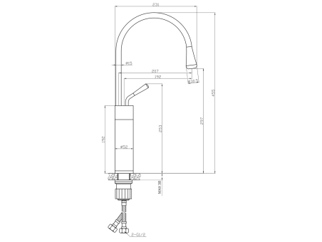 Waschtischarmatur Silber GABRO Hoch Wasserhahn Mischbatterie