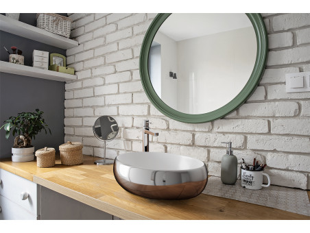 Waschtischarmatur Silber GLAMOUR Hoch Wasserhahn Mischbatterie