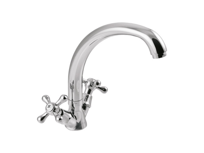 Waschtischarmatur Silber ROMA Hoch Wasserhahn Mischbatterie