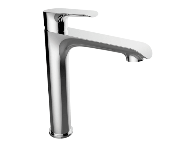 Waschtischarmatur in Silber ALEA Hoch Wasserhahn Mischbatterie + Click-Clack