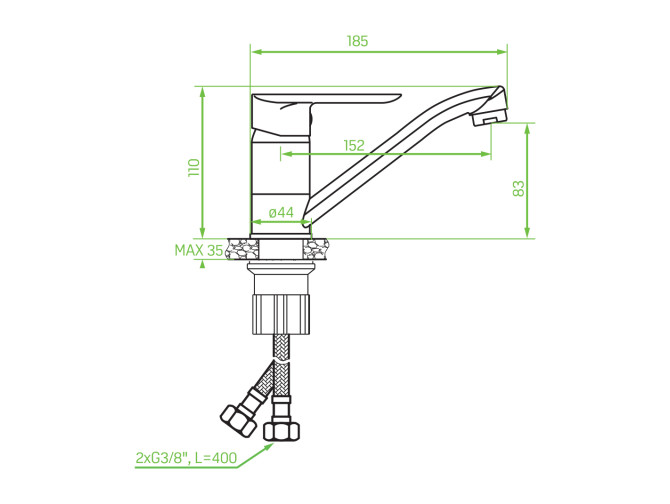 Waschtischarmatur in Silber APPIA...