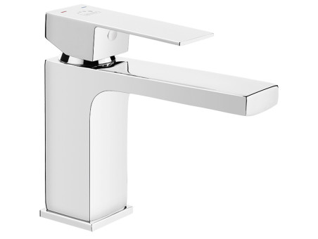 Waschtischarmatur in Silber KVADRATO Kleine Wasserhahn Mischbatterie + Click-Clack