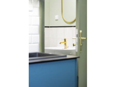 Waschtischarmatur in Gold POLLA Kleine Wasserhahn Mischbatterie + Click-Clack