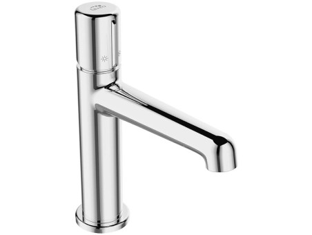 Waschtischarmatur in Silber PRETTO Kleine Wasserhahn Mischbatterie + Click-Clack