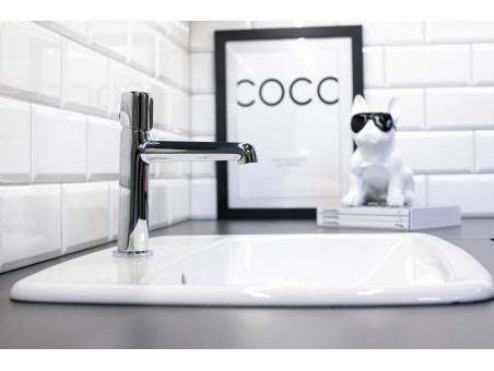 Waschtischarmatur in Silber PRETTO Kleine Wasserhahn Mischbatterie + Click-Clack