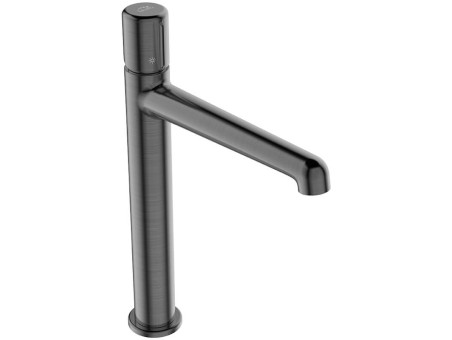 Waschtischarmatur in Grau PRETTO Hoch Wasserhahn Mischbatterie + Click-Clack