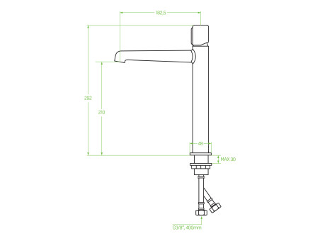 Waschtischarmatur in Grau PRETTO Hoch Wasserhahn Mischbatterie + Click-Clack