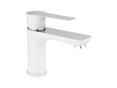 Waschtischarmatur in Weiß-Silber RAILA Kleine Wasserhahn Mischbatterie + Click-Clack