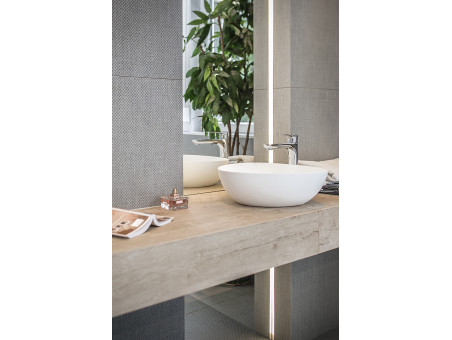 Waschtischarmatur in Silber RAILA Hoch Wasserhahn Mischbatterie + Click-Clack