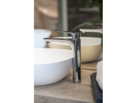 Waschtischarmatur in Silber RAILA Hoch Wasserhahn Mischbatterie + Click-Clack