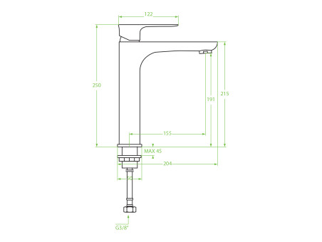 Waschtischarmatur in Silber RAILA Hoch Wasserhahn Mischbatterie + Click-Clack