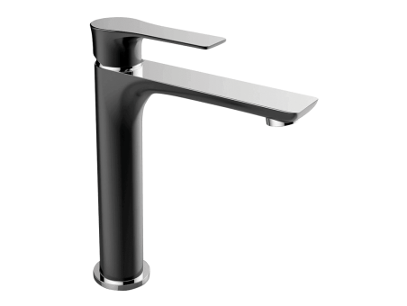 Waschtischarmatur in Schwarz-Silber RAILA Hoch Wasserhahn Mischbatterie + Click-Clack