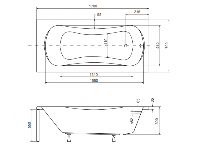 Badewanne Rechteck Aria 170x70 |... Badewanne Rechteck Aria 170x70 |...
