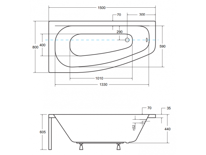 Badewanne Eckwanne Luna 150x80 Links... Badewanne Eckwanne Luna 150x80 Links...