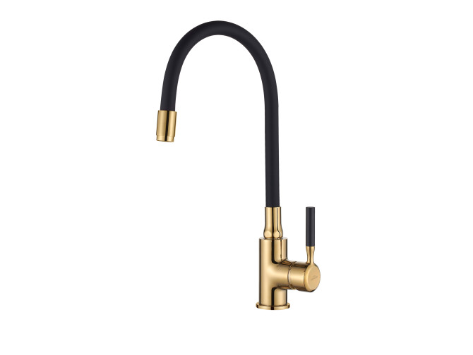 Küchenarmatur Schwarz-Gold GLAMOUR Wasserhahn Küchenmischer mit flexiblen Auslauf