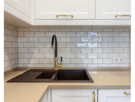 Küchenarmatur Schwarz-Gold GLAMOUR Wasserhahn Küchenmischer mit flexiblen Auslauf