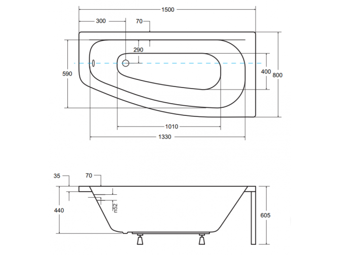 Badewanne Eckwanne Luna 150x80... Badewanne Eckwanne Luna 150x80...