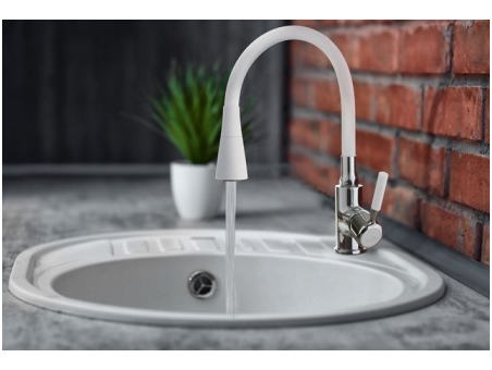 Küchenarmatur Weiß POGO Wasserhahn Küchenmischer mit flexiblen Auslauf