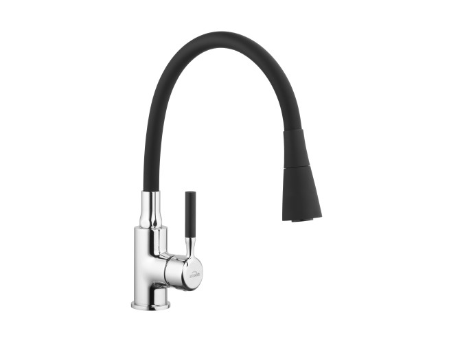 Küchenarmatur Schwarz POGO Wasserhahn Küchenmischer mit flexiblen Auslauf